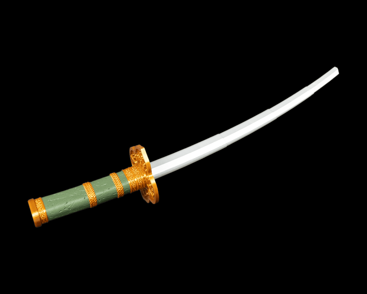 Dark Blade Katana — lame blanche et poignée verte dorée