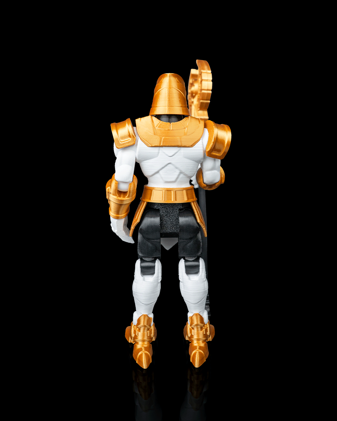 Mecha Horus — figurine articulée blanche et dorée à tête de faucon, vue 3