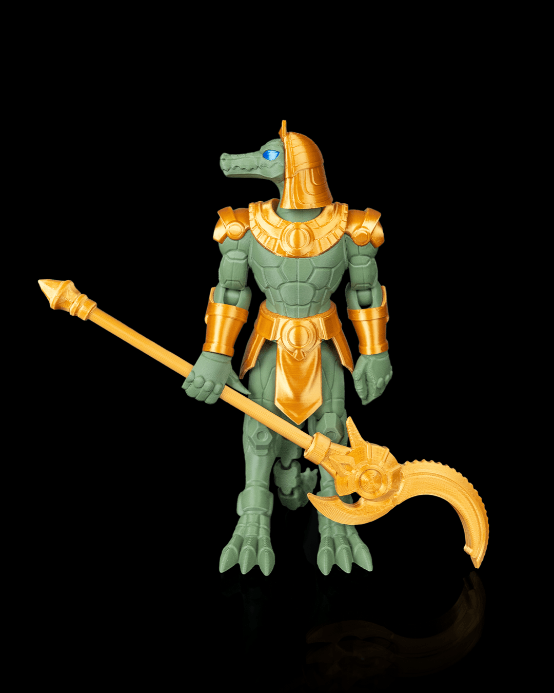 Mecha Sobek — figurine articulée crocodile vert et armure dorée