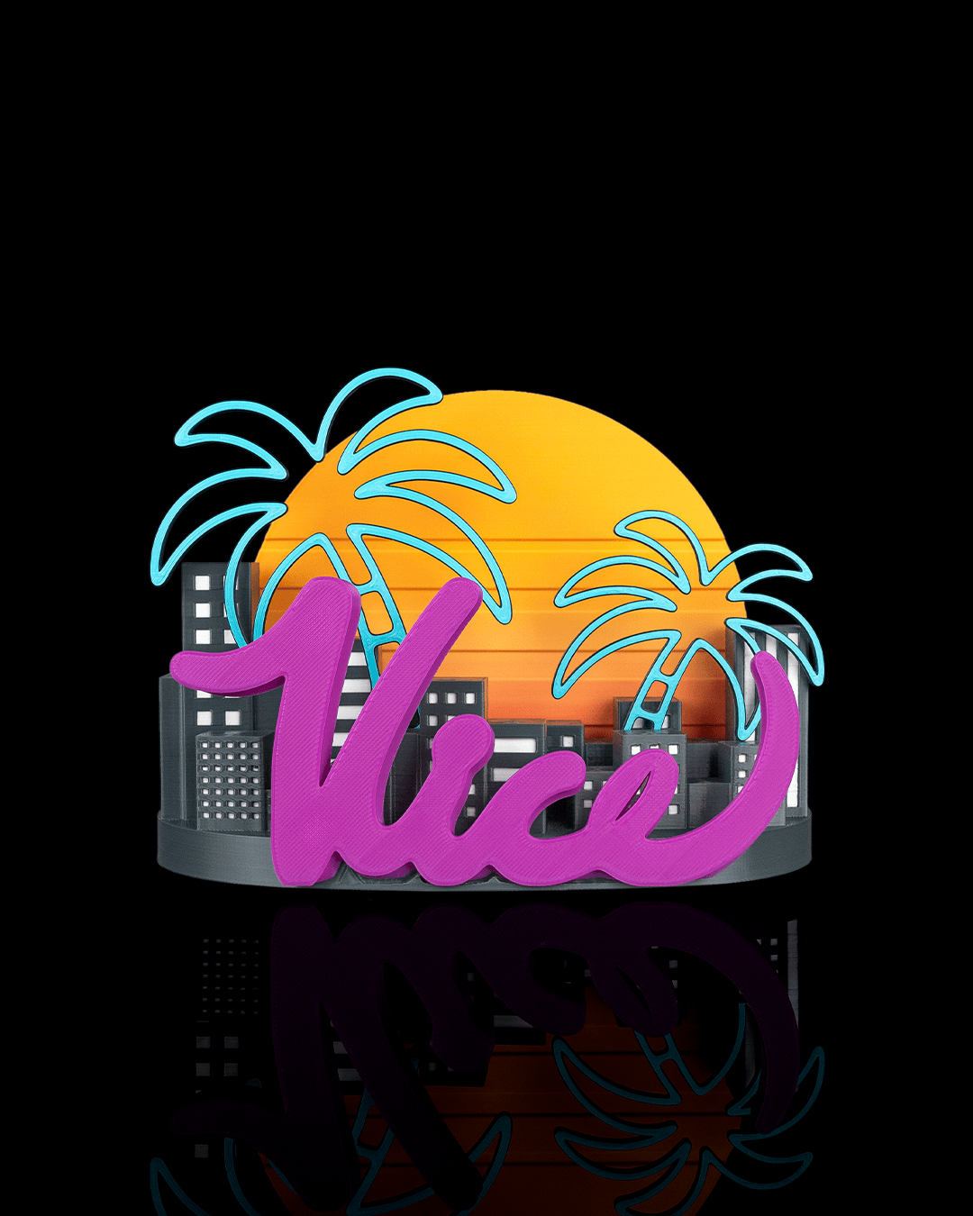 Neon Cityscape — socle PS5, vue 3